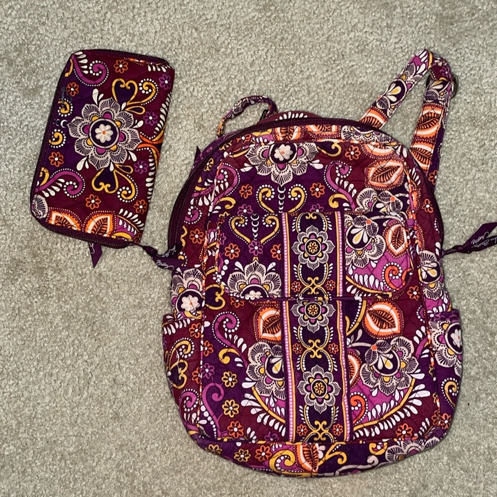 Vera Bradley backpack purse and wallet